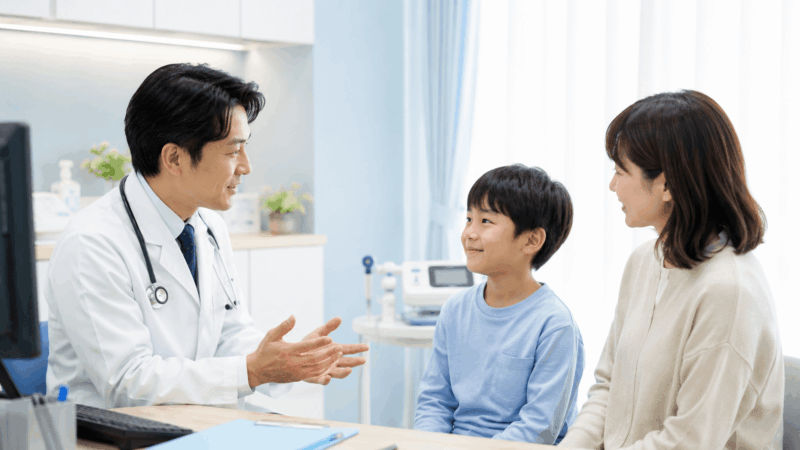 喘息の説明をする医師